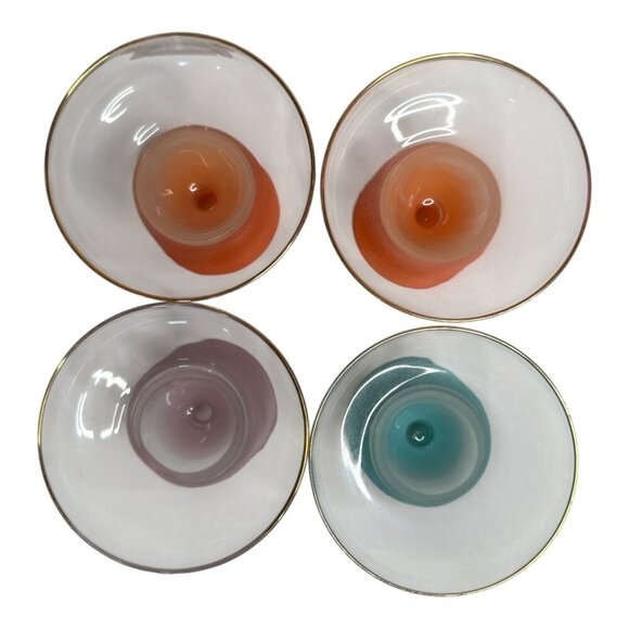 VTG Ombre Multicolor Blendo Mismatched Frosted Margarita Glasses Set Of 4 - Picture 3 of 5